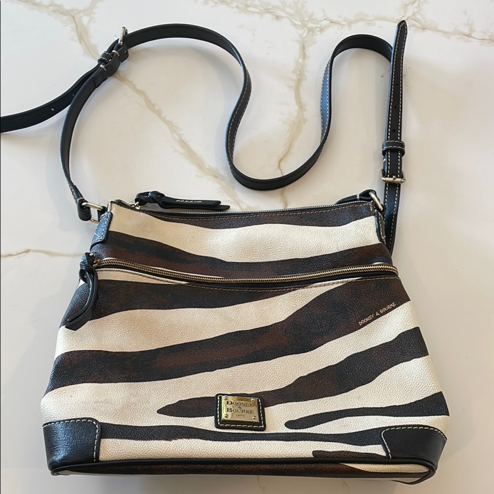 Dooney & Bourke Zebra Print Crossbody Bag - Black and Cream